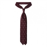 Viola Milano - Classic Polka Dot 3-fold Grenadine Tie - Wine/ White - Made in Italy - Luxury Exclusive Collection