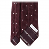 Viola Milano - Classic Polka Dot 3-fold Grenadine Tie - Wine/ White - Made in Italy - Luxury Exclusive Collection