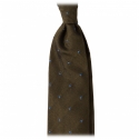 Viola Milano - Classic Polka Dot 3-Fold Grenadine Tie - Olive / Sea - Made in Italy - Luxury Exclusive Collection