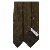 Viola Milano - Classic Polka Dot 3-fold Grenadine Tie - Olive/ Sea - Made in Italy - Luxury Exclusive Collection