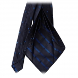 Viola Milano - Classic Polka Dot 3-fold Grenadine Tie - Navy/ Blue - Made in Italy - Luxury Exclusive Collection