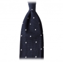 Viola Milano - Classic Polka Dot 3-Fold Grenadine Tie - Navy / White - Made in Italy - Luxury Exclusive Collection