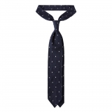 Viola Milano - Classic Polka Dot 3-fold Grenadine Tie - Navy/ White - Made in Italy - Luxury Exclusive Collection