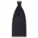Viola Milano - Classic Shalk Stripe Untipped Flannel Tie - Navy - Made in Italy - Luxury Exclusive Collection
