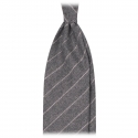 Viola Milano - Classic Shalk Stripe Untipped Flannel Tie - Light Grey - Made in Italy - Luxury Exclusive Collection
