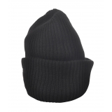 Dondup - Ribbed Hat with Logo - Black - Hats - Luxury Exclusive Collection