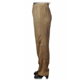 Dondup - Wide Leg Trousers in Delavè Fabric - Beige - Trousers - Luxury Exclusive Collection