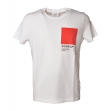 Dondup - T-shirt with Colored Geometric Detail - White - T-shirt - Luxury Exclusive Collection