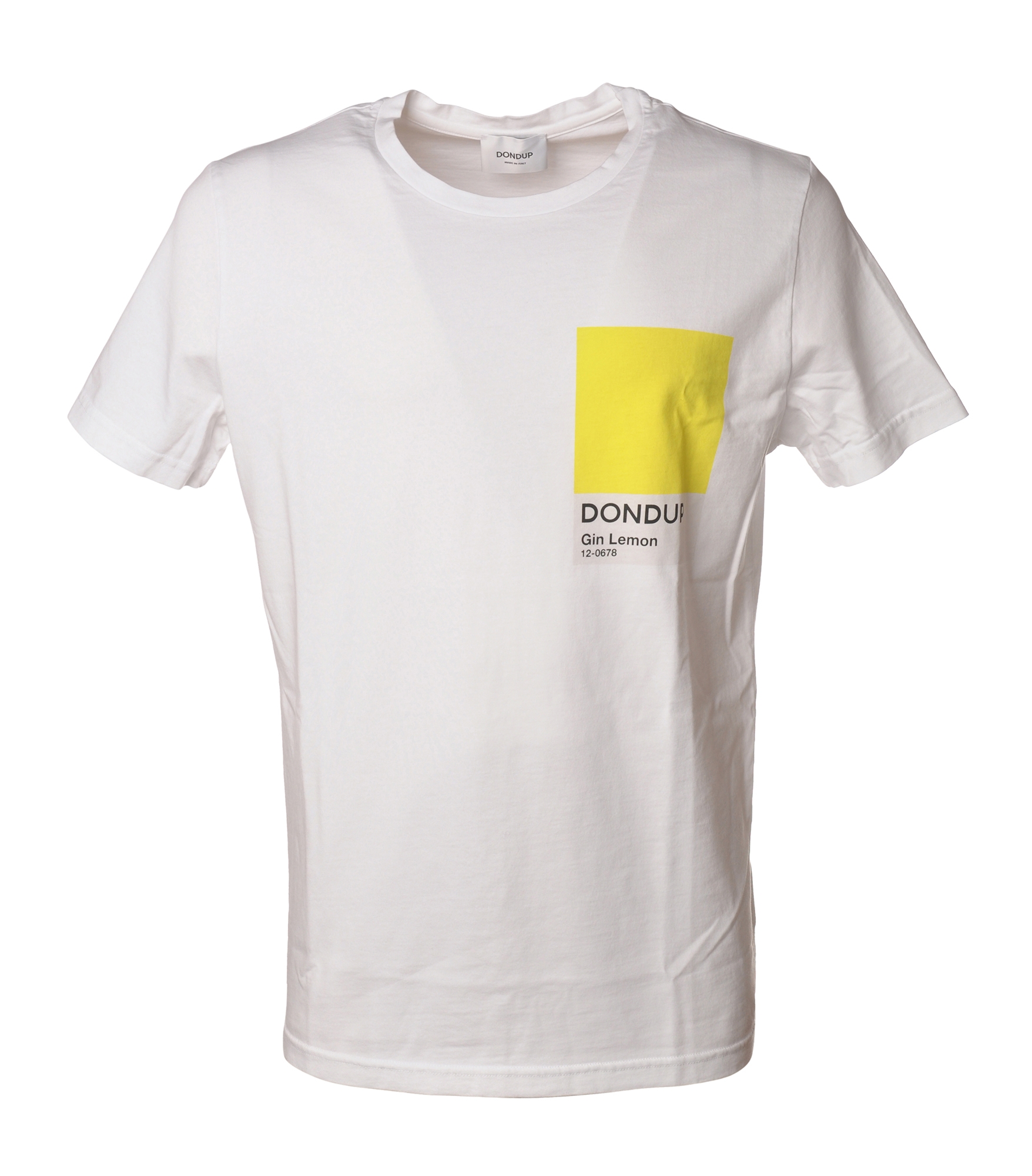 Dondup - T-shirt with Colored Geometric Detail - White - T-shirt - Luxury Collection