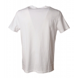 Dondup - T-shirt with Colored Geometric Detail - White - T-shirt - Luxury Exclusive Collection
