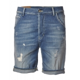 Dondup - Bermuda Denim con Strappi - Blu Jeans - Pantalone - Luxury Exclusive Collection