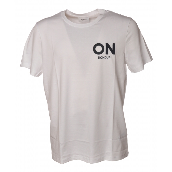 Dondup - T-shirt con Ricamo in Contrasto - Bianco - T-shirt - Luxury Exclusive Collection
