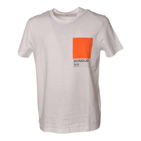 Dondup - T-shirt con Dettaglio Geometrico Colorato - Bianco - T-shirt - Luxury Exclusive Collection