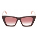 Alexander McQueen - Selvedge Cat-Eye Sunglasses - Burgundy - Alexander McQueen Eyewear
