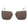 Alexander McQueen - Punk Stud Square Sunglasses - Ruthenium - Alexander McQueen Eyewear