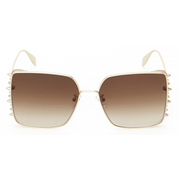 Alexander McQueen - Punk Stud Square Sunglasses - Gold - Alexander McQueen Eyewear