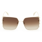 Alexander McQueen - Punk Stud Square Sunglasses - Gold - Alexander McQueen Eyewear