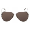 Alexander McQueen - Punk Stud Pilot Sunglasses - Ruthenium - Alexander McQueen Eyewear