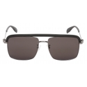 Alexander McQueen - Metal Skull Square Sunglasses - Ruthenium - Alexander McQueen Eyewear