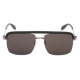 Alexander McQueen - Metal Skull Square Sunglasses - Ruthenium - Alexander McQueen Eyewear