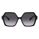 Valentino - Occhiale da Sole Esagonale in Acetato VLogo Signature - Nero - Valentino Eyewear