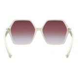 Valentino - VLogo Signature Hexagonal Acetate Frames Sunglasses - Ivory Purple - Valentino Eyewear