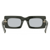 Valentino - Occhiale da Sole Rettangolare in Acetato VLogo Signature - Verde Grigio - Valentino Eyewear
