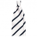 Viola Milano - Classic Stripe Selftipped Silk Jacquard Tie - White / Navy - Made in Italy - Luxury Exclusive Collection