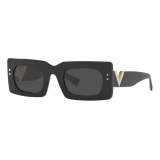 Valentino - VLogo Signature Rectangular Acetate Sunglasses - Black Gray - Valentino Eyewear