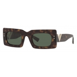 Valentino - VLogo Signature Rectangular Acetate Sunglasses - Havana Green - Valentino Eyewear