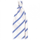 Viola Milano - Classic Stripe Selftipped Silk Jacquard Tie - Sea / Navy - Made in Italy - Luxury Exclusive Collection