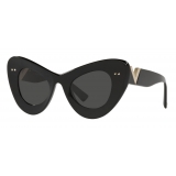 Valentino - Occhiale da Sole Cat-Eye in Acetato VLogo Signature - Nero Grigio - Valentino Eyewear