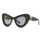Valentino - Occhiale da Sole Cat-Eye in Acetato VLogo Signature - Verde Grigio Chiaro - Valentino Eyewear