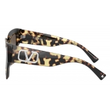 Valentino - VLogo Signature Square Acetate Sunglasses - Havana Brown - Valentino Eyewear