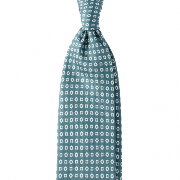 Viola Milano - Cube Pattern Selftipped Silk Tie - Mint - Made in Italy - Luxury Exclusive Collection