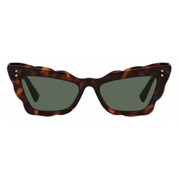 Valentino - Occhiale da Sole Cat-Eye in Acetato - Havana Verde - Valentino Eyewear