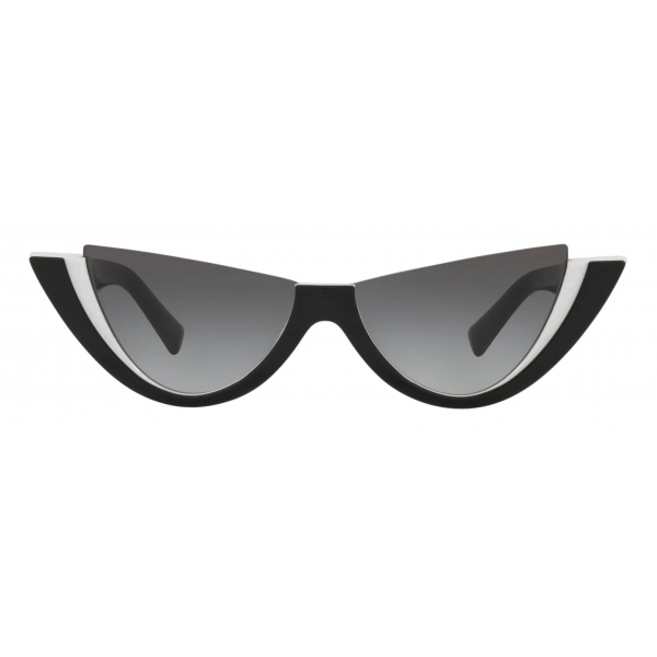 Valentino - Occhiale da Sole Cat-Eye in Acetato con Roman Stud - Bianco Nero - Valentino Eyewear