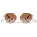 Valentino - VLogo Signature Irregular Metal Sunglasses - Gold Brown - Valentino Eyewear