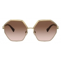 Valentino - VLogo Signature Hexagonal Metal Sunglasses - Gold Brown - Valentino Eyewear