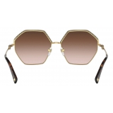 Valentino - VLogo Signature Hexagonal Metal Sunglasses - Gold Brown - Valentino Eyewear