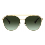 Valentino - Occhiale da Sole Pilot in Metallo Vlogo Signature - Oro Verde - Valentino Eyewear
