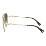 Valentino - VLogo Signature Pilot Metal Sunglasses - Gold Green - Valentino Eyewear