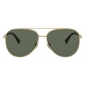 Valentino - Occhiale da Sole Pilot in Metallo Stud - Oro Verde - Valentino Eyewear