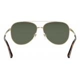 Valentino - Studded Pilot Metal Sunglasses - Gold Green - Valentino Eyewear
