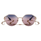 Valentino - Occhiale da Sole Irregolare in Metallo Vlogo Signature - Oro Rosa - Valentino Eyewear