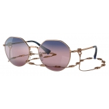 Valentino - VLogo Signature Irregular Metal Sunglasses - Gold Pink - Valentino Eyewear