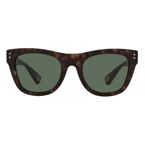 Valentino - Square Acetate Sunglasses - Havana Green - Valentino Eyewear