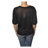 Ottod'Ame - T-Shirt with Puff Sleeves - Black - T-Shirt - Luxury Exclusive Collection
