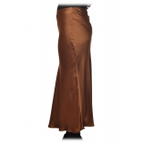 Ottod'Ame - Midi Skirt Satin Effect - Caramel - Skirt - Luxury Exclusive Collection
