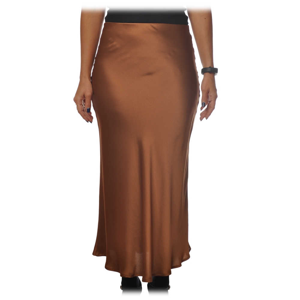 Ottod'Ame - Midi Skirt Satin Effect - Caramel - Skirt - Luxury ...